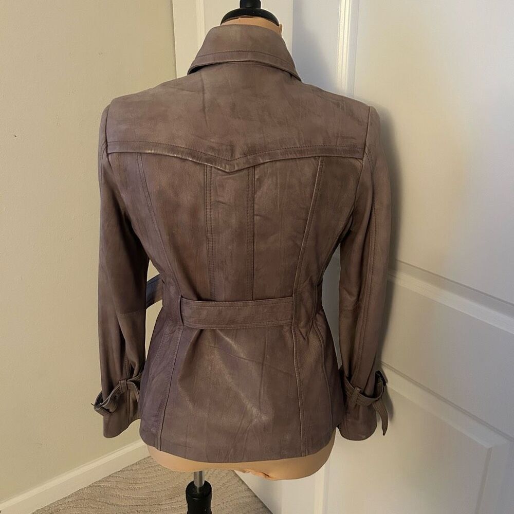 Guess Gray Genuine Leather Belted Jacket M - Picture 4 of 9
